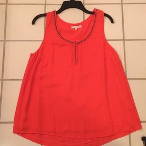 Red chiffon beaded shell